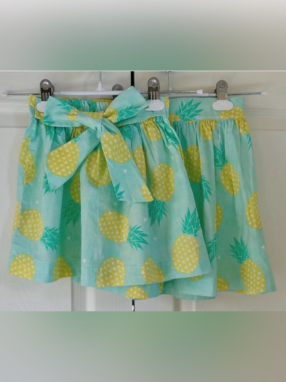 NWT James & Lottie Girls Pineapple Print Mint Skirt with Bow sizes 6 and 7